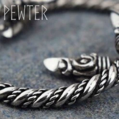 Large Odins Raven Viking Bracelet – Pewter -Chic Jewelry Store AS ABLET004 7