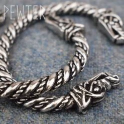 Large Viking Wolf Bracelet – Pewter -Chic Jewelry Store AS ABLET006 5