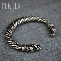 Tapered Viking Dragon Bracelet – Pewter -Chic Jewelry Store AS ABLET021 4