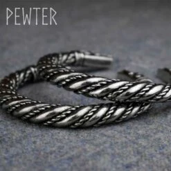 Tapered Viking Dragon Bracelet – Pewter -Chic Jewelry Store AS ABLET021 6