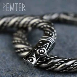 Tapered Viking Dragon Bracelet – Pewter -Chic Jewelry Store AS ABLET021 7
