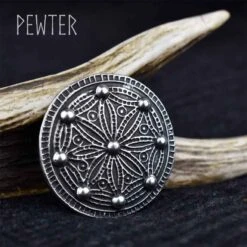 Medium York Disc Viking Brooch – Pewter -Chic Jewelry Store AS ABR002 5