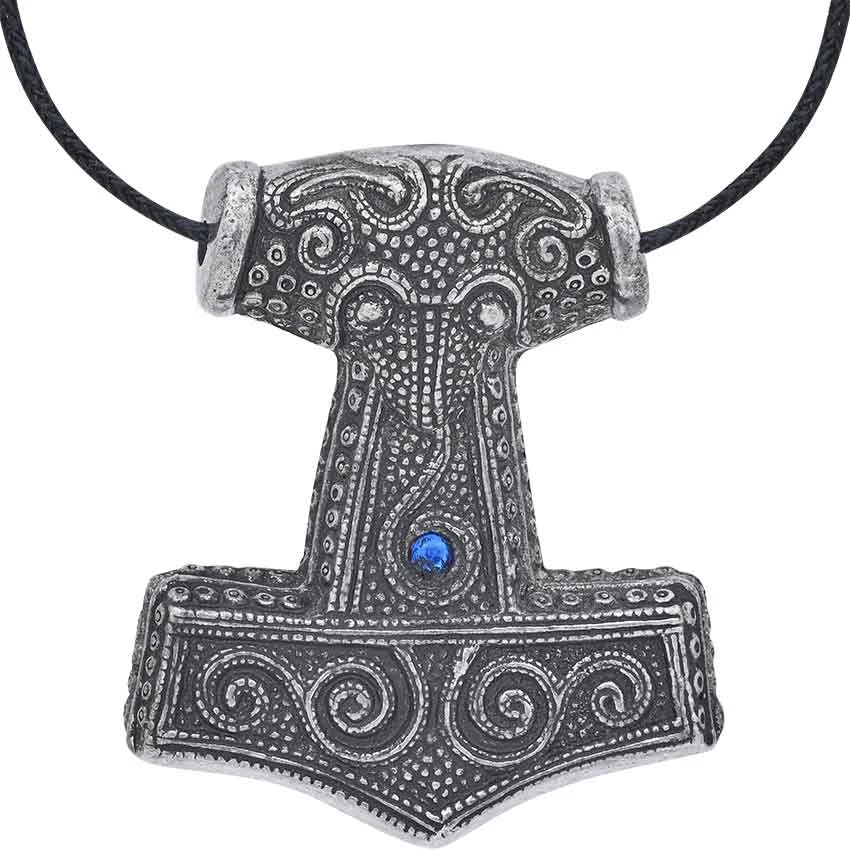 Skane Thors Hammer Viking Necklace – Blue 3 Skane Thors Hammer Viking Necklace – Blue