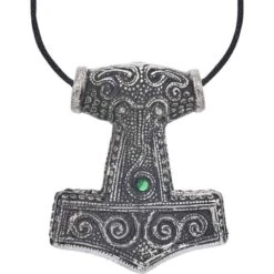 Skane Thors Hammer Viking Necklace – Green