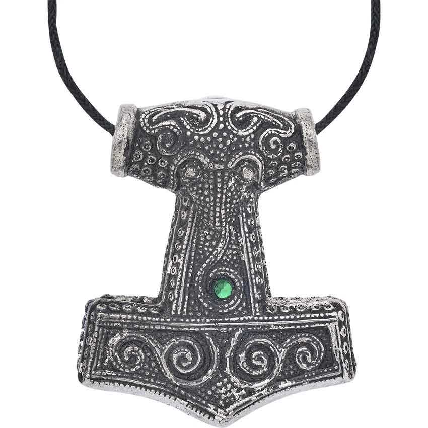 Skane Thors Hammer Viking Necklace – Green 3 Skane Thors Hammer Viking Necklace – Green