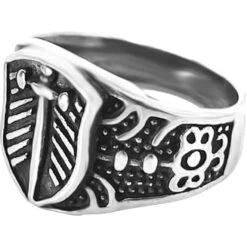 Steel Shield And Sword Ring