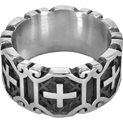 Steel Cross Band Ring