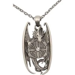 Jeweled Dragon Cross Necklace