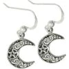 Silver Horned Moon Pentagram Earrings -Chic Jewelry Store DD TE 2607