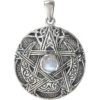 Silver Moon Pentacle Pendant With Rainbow Moonstone -Chic Jewelry Store DD TP 1691 RM 1