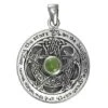 Inscribed Silver Crescent Moon Pentacle Pendant With Moldavite Accent -Chic Jewelry Store DD TP 2320 MD