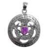 Large Silver Cut Out Moon Pentacle Pendant With Amethyst Accent -Chic Jewelry Store DD TPD 203 AM