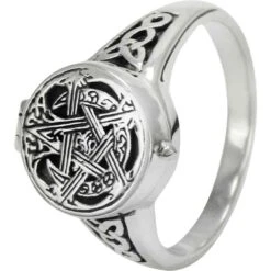 Sterling Silver Moon Pentacle Poison Ring -Chic Jewelry Store DD TR 3620 3