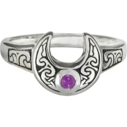 Horned Moon With Amethyst Ring
