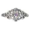 Silver Heart Pentacle Ring With Amethyst Accent