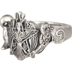 Silver Crescent Raven Pentagram Ring -Chic Jewelry Store DD TRI 226 3