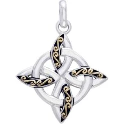 Silver And Gold Celtic Four Point Knot Pendant