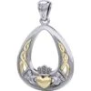 Celtic Claddagh Silver And Gold Pendant -Chic Jewelry Store PS MPD3034