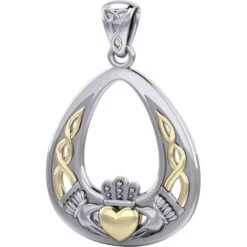 Celtic Claddagh Silver And Gold Pendant