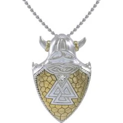Silver Viking Valknut Shield Pendant -Chic Jewelry Store PS MPD4395 2