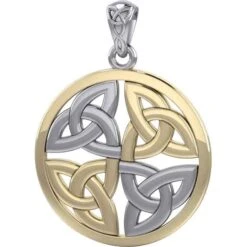 Silver And Gold Quaternary Knot Pendant