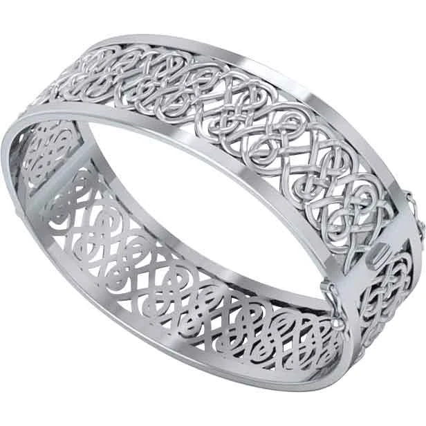 Silver Large Cutout Celtic Knot Bangle 3 Silver Large Cutout Celtic Knot Bangle