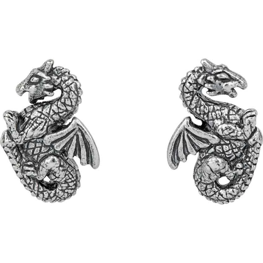 Silver Dragon Stud Earrings 3 Silver Dragon Stud Earrings