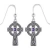 Celtic Cross Earrings With Gemstones 1 Celtic Cross Earrings With Gemstones -Chic Jewelry Store PS TER075 AM