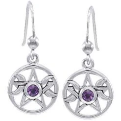 Pagan Moon Pentacle Earrings