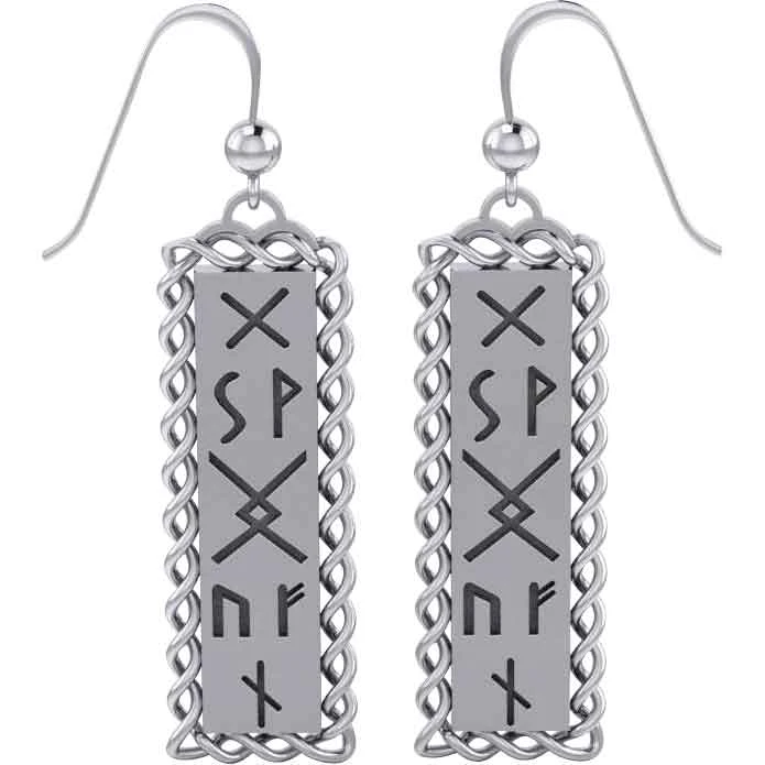 Silver Runes Of Woden Earrings 3 Silver Runes Of Woden Earrings