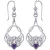 Silver Knotwork Gemstone Heart Earrings -Chic Jewelry Store PS TER1793