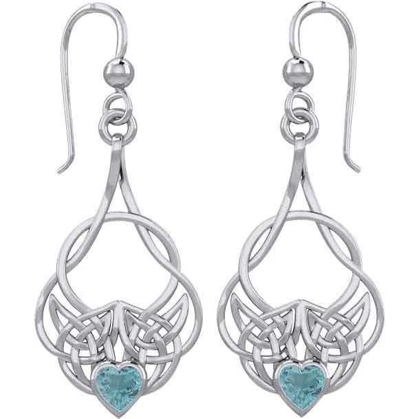 Silver Knotwork Gemstone Heart Earrings 4 Silver Knotwork Gemstone Heart Earrings - Image 2