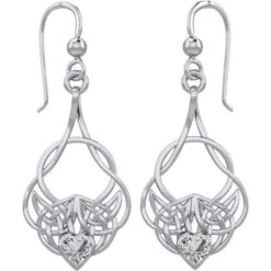Silver Knotwork Gemstone Heart Earrings 9 Silver Knotwork Gemstone Heart Earrings -Chic Jewelry Store PS TER1793 3