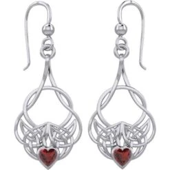 Silver Knotwork Gemstone Heart Earrings 10 Silver Knotwork Gemstone Heart Earrings -Chic Jewelry Store PS TER1793 4