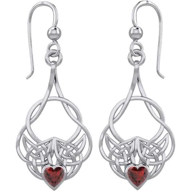 Silver Knotwork Gemstone Heart Earrings 6 Silver Knotwork Gemstone Heart Earrings - Image 4
