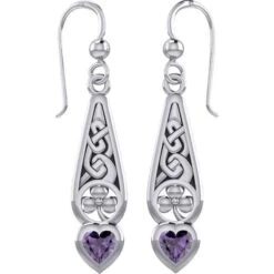 Silver Shamrock And Heart Knotwork Earrings -Chic Jewelry Store PS TER1834 3
