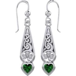 Silver Shamrock And Heart Knotwork Earrings -Chic Jewelry Store PS TER1834 4