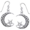 Silver Celtic Moon And Pentacle Earrings -Chic Jewelry Store PS TER1852