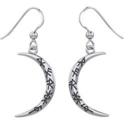 Crescent Moon With Bind Runes Earrings