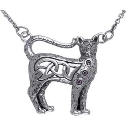 Celtic Cat Necklace With Knotwork