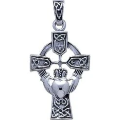 Celtic Cross And Irish Claddagh Pendant