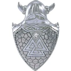 Silver Helmet And Valknut Shield Pendant