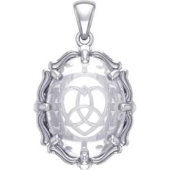 Silver Trinity Heart With Clear Quartz Pendant