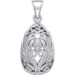 Silver Teardrop Scottish Thistle Pendant