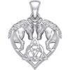 Silver Horses With Celtic Triquetra In Heart Pendant