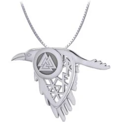 Silver Raven And Viking Rune Pendant 7 Silver Raven And Viking Rune Pendant -Chic Jewelry Store PS TPD5239 2
