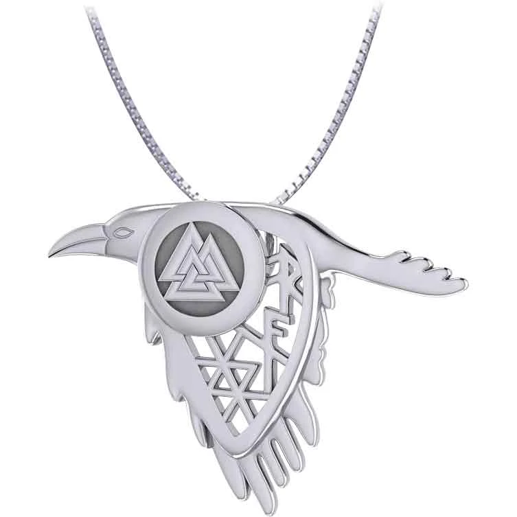 Silver Raven And Viking Rune Pendant 4 Silver Raven And Viking Rune Pendant - Image 2