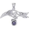 Sterling Silver Raven With Gemstone Pendant -Chic Jewelry Store PS TPD5252