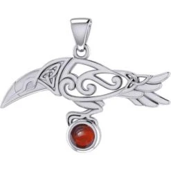 Sterling Silver Raven With Gemstone Pendant -Chic Jewelry Store PS TPD5252 3