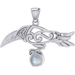 Sterling Silver Raven With Gemstone Pendant -Chic Jewelry Store PS TPD5252 4